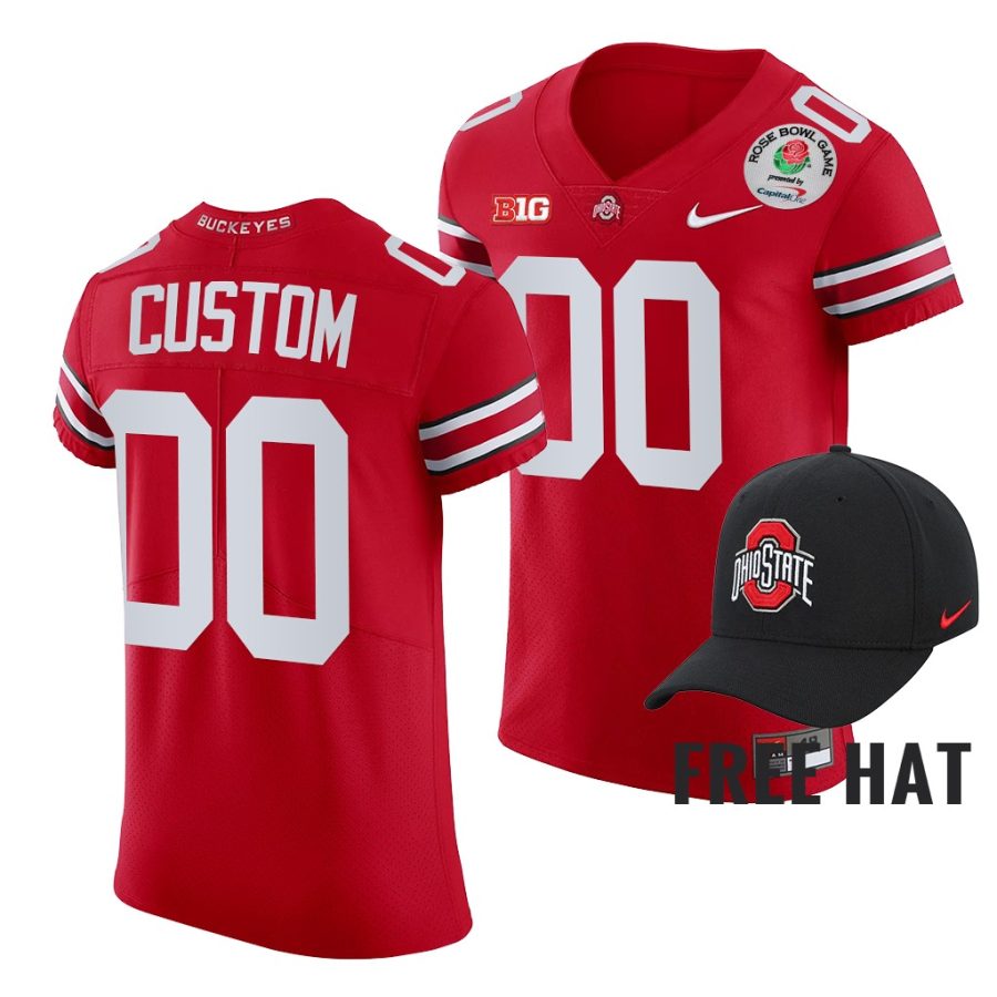 ohio state buckeyes custom scarlet 2022 rose bowl color rush jersey