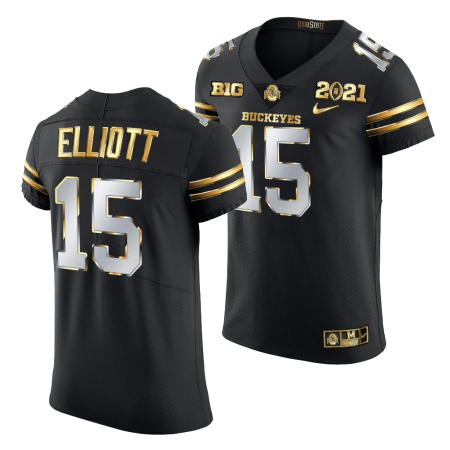 ohio state buckeyes ezekiel elliott black 2021 college football playoff championship golden authentic jersey