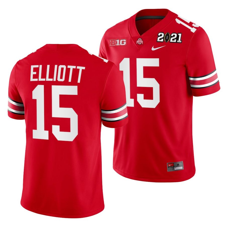 ohio state buckeyes ezekiel elliott scarlet 2021 sugar bowl champions college football playoff college football playoff jersey