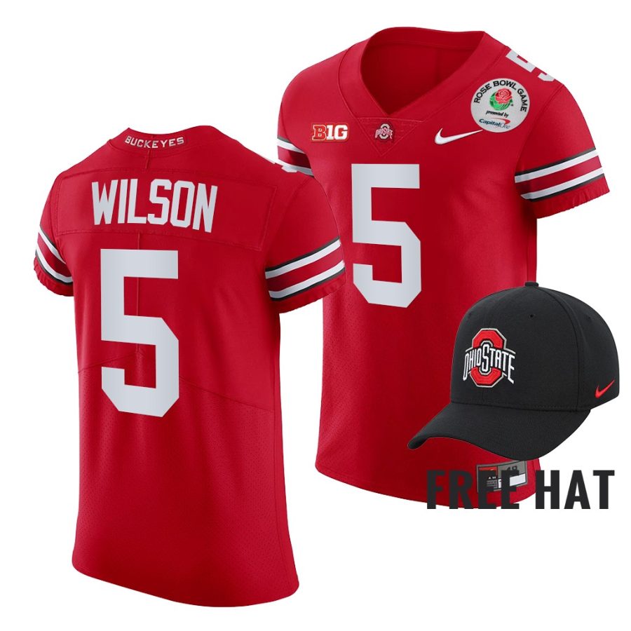 ohio state buckeyes garrett wilson scarlet 2022 rose bowl color rush jersey