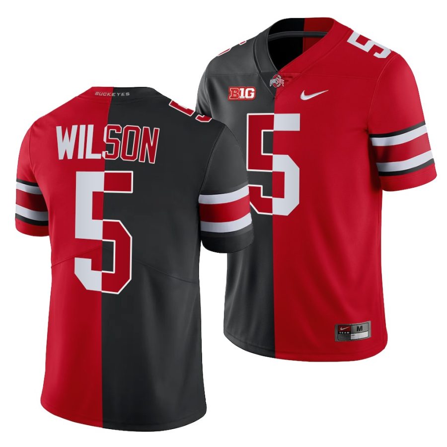 ohio state buckeyes garrett wilson scarlet black split edition men jersey