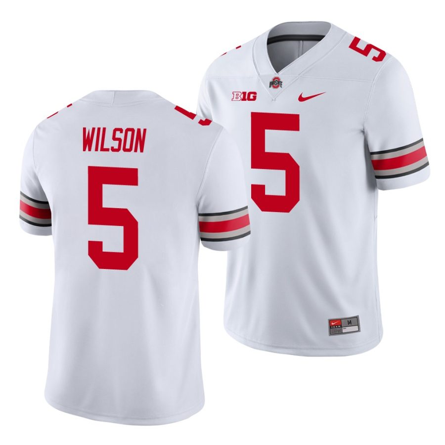 ohio state buckeyes garrett wilson white game men's jersey