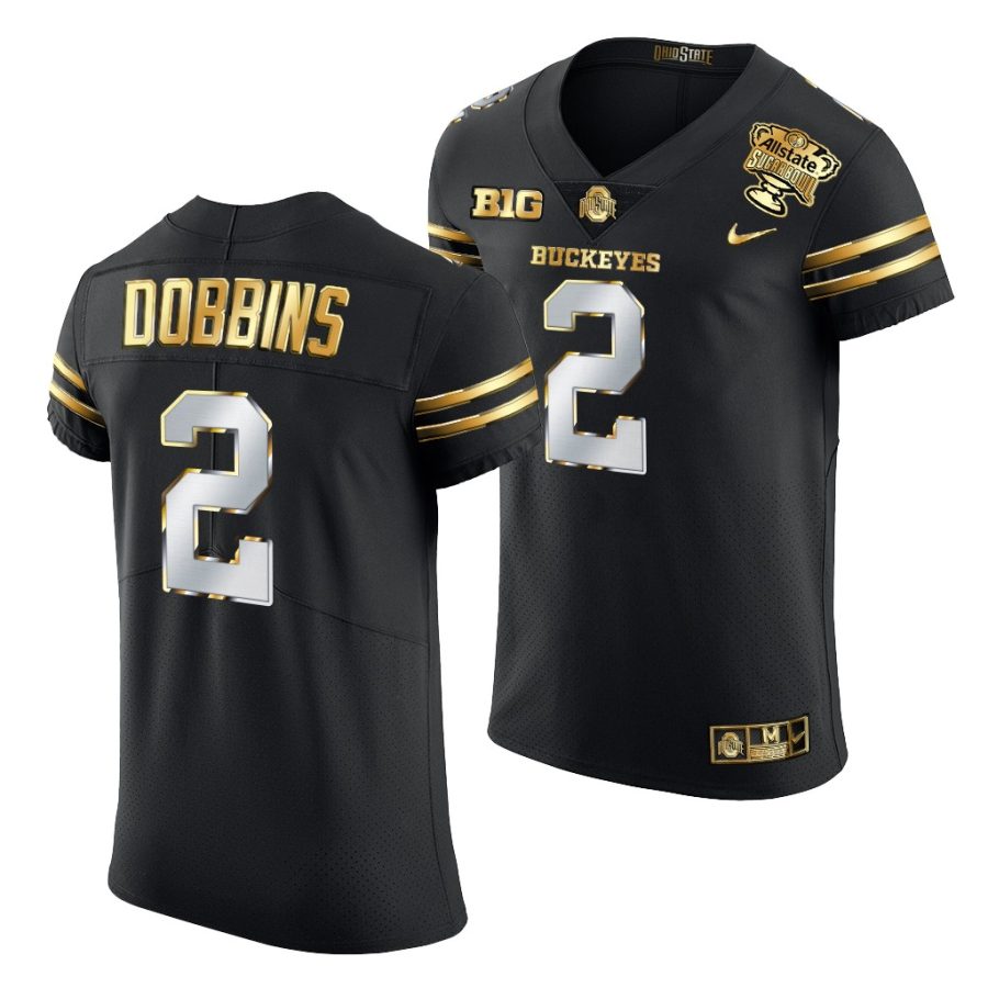 ohio state buckeyes j.k. dobbins black 2021 sugar bowl golden limited authentic football jersey