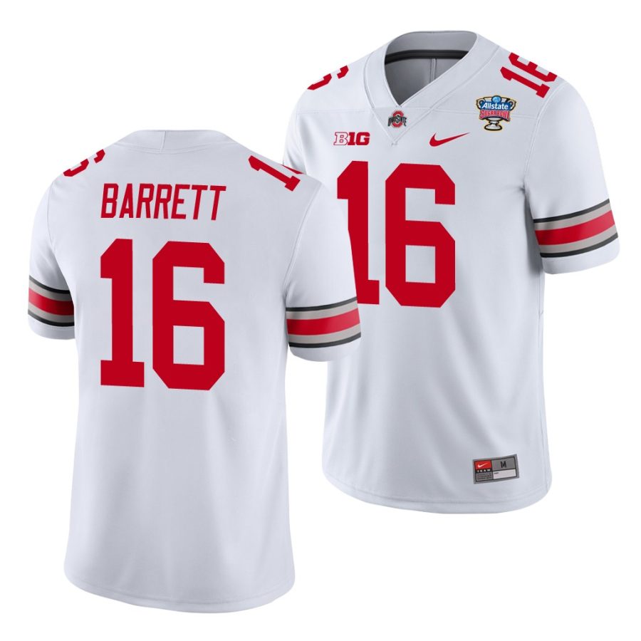 ohio state buckeyes j.t. barrett white 2021 sugar bowl college football jersey