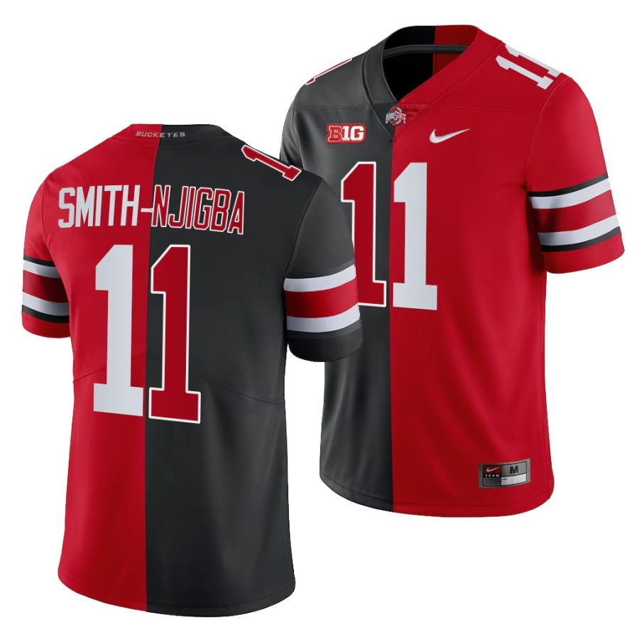 ohio state buckeyes jaxon smith njigba scarlet black split edition men jersey