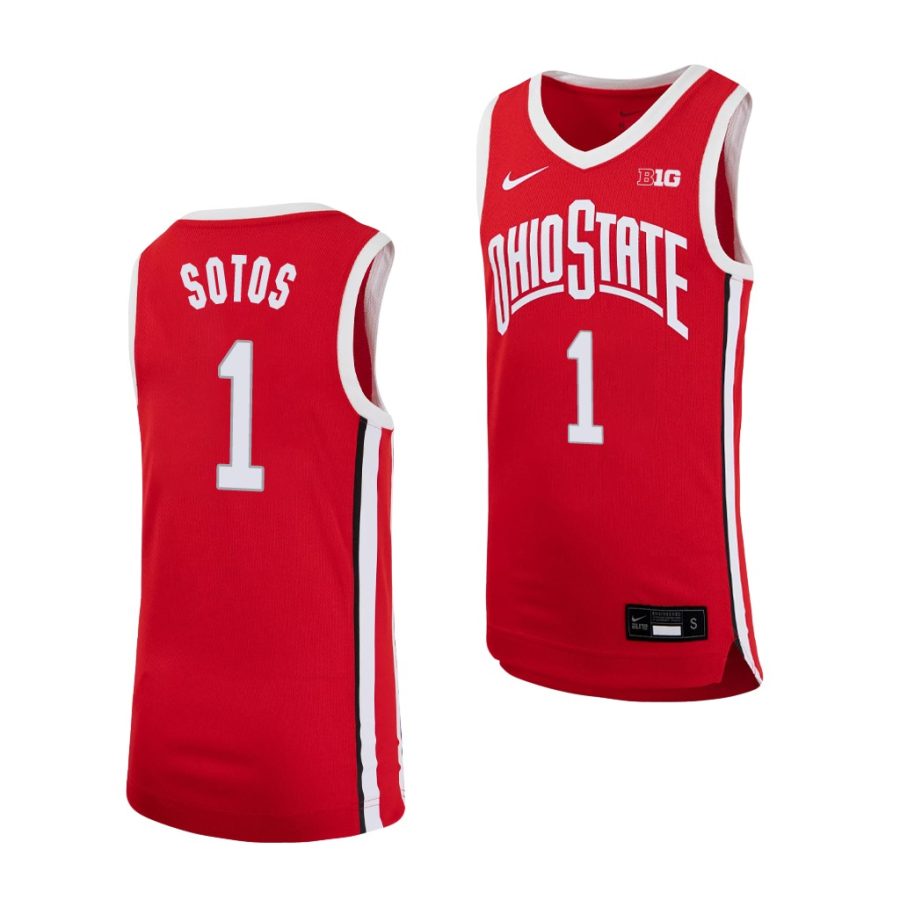 ohio state buckeyes jimmy sotos scarlet replica basketball jersey