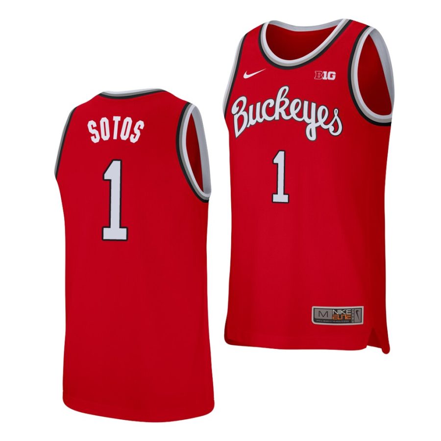 ohio state buckeyes jimmy sotos scarlet replica college basketball jersey