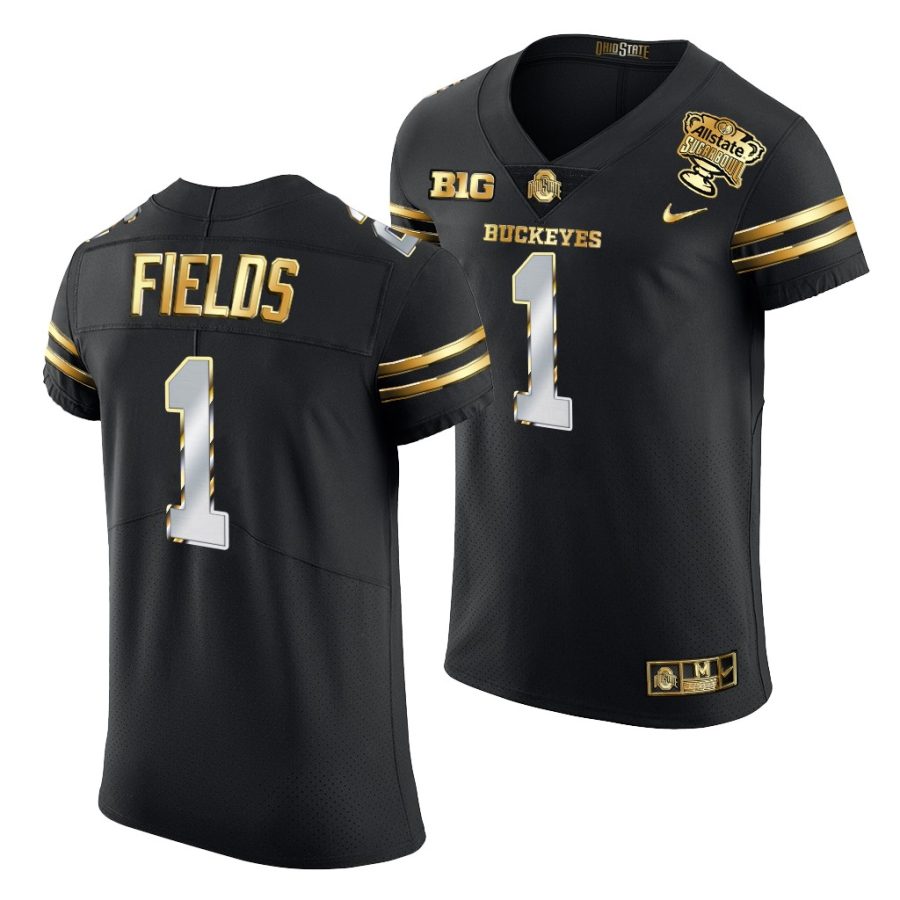 ohio state buckeyes justin fields black 2021 sugar bowl golden limited authentic football jersey