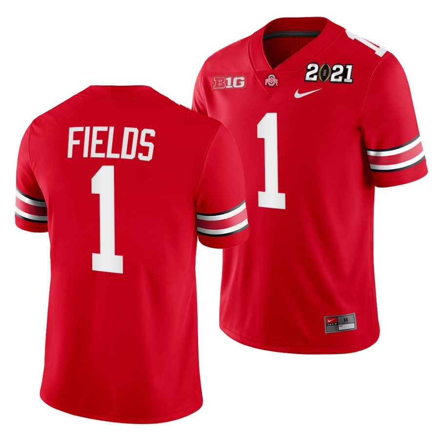 ohio state buckeyes justin fields scarlet 2021 sugar bowl champions college football playoff college football playoff jersey