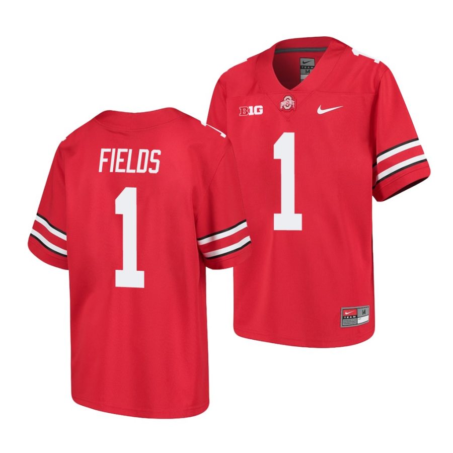 ohio state buckeyes justin fields scarlet college football youth jersey