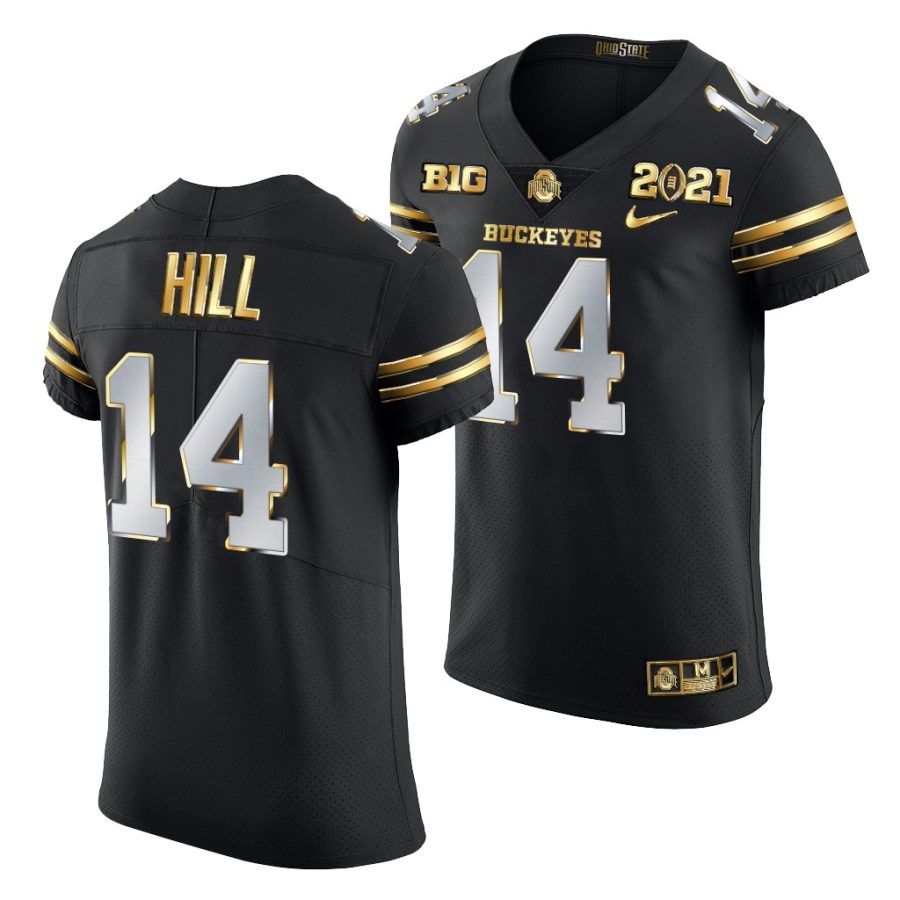 ohio state buckeyes k.j. hill black 2021 college football playoff championship golden authentic jersey