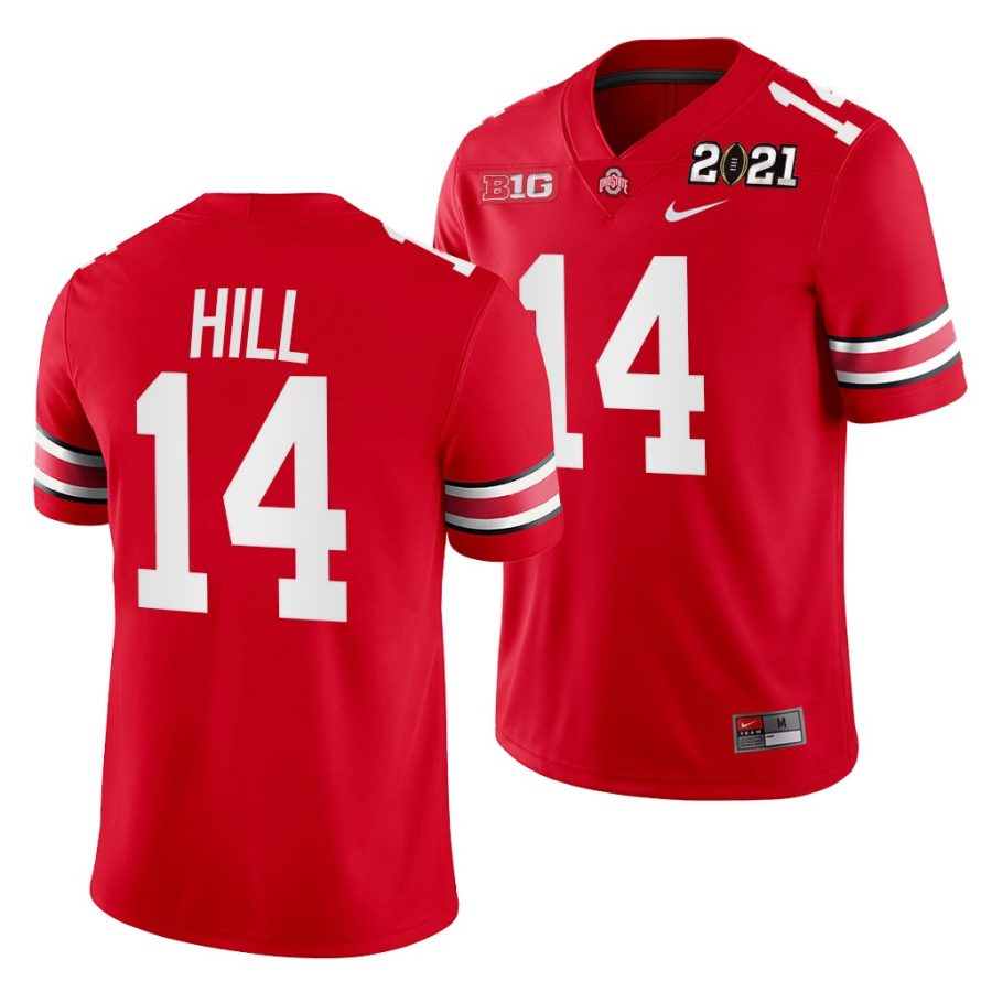 ohio state buckeyes k.j. hill scarlet 2021 sugar bowl champions college football playoff college football playoff jersey