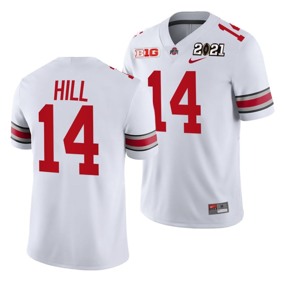 ohio state buckeyes k.j. hill white 2021 sugar bowl champions college football playoff college football playoff jersey 0