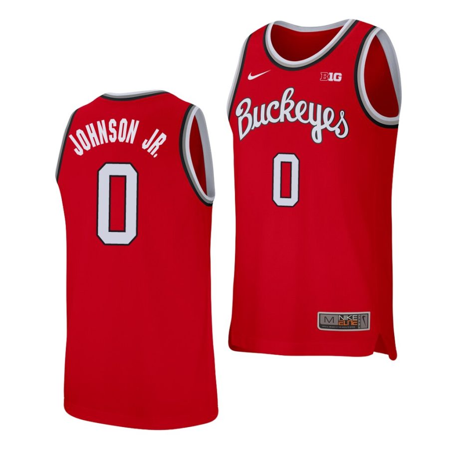 ohio state buckeyes meechie johnson jr. scarlet replica college basketball jersey