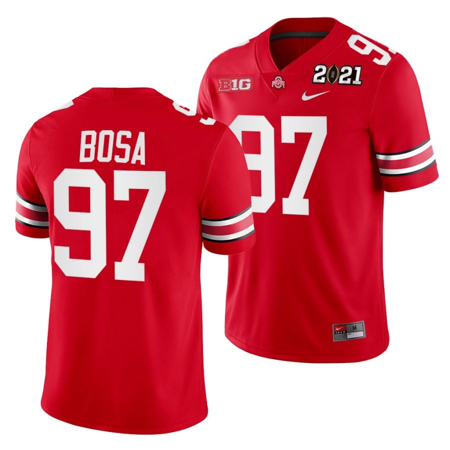 ohio state buckeyes nick bosa scarlet 2021 sugar bowl champions college football playoff college football playoff jersey