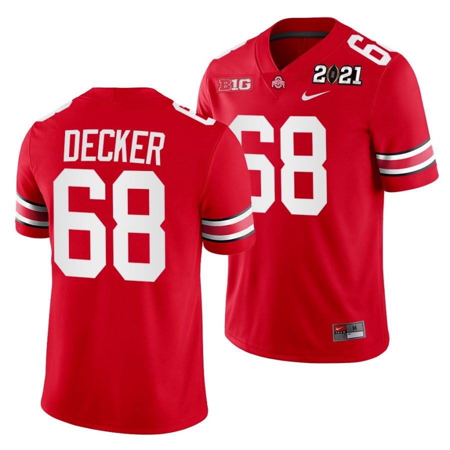 ohio state buckeyes taylor decker scarlet 2021 sugar bowl champions college football playoff college football playoff jersey