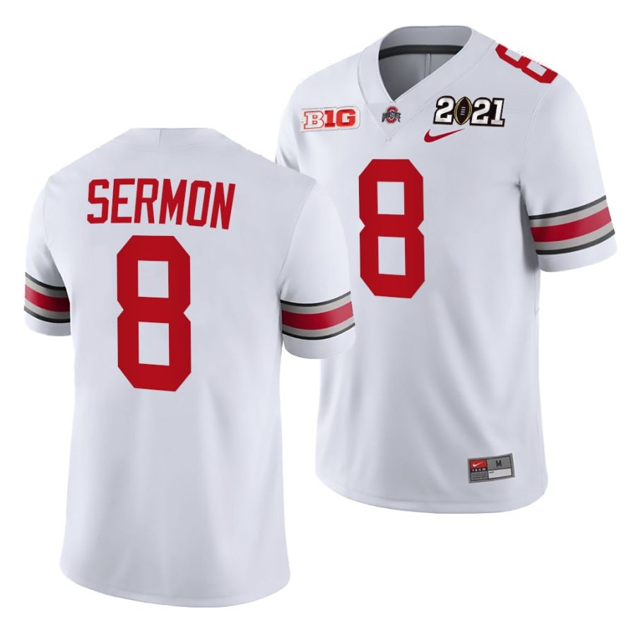 ohio state buckeyes trey sermon white 2021 sugar bowl champions college football playoff college football playoff jersey 0