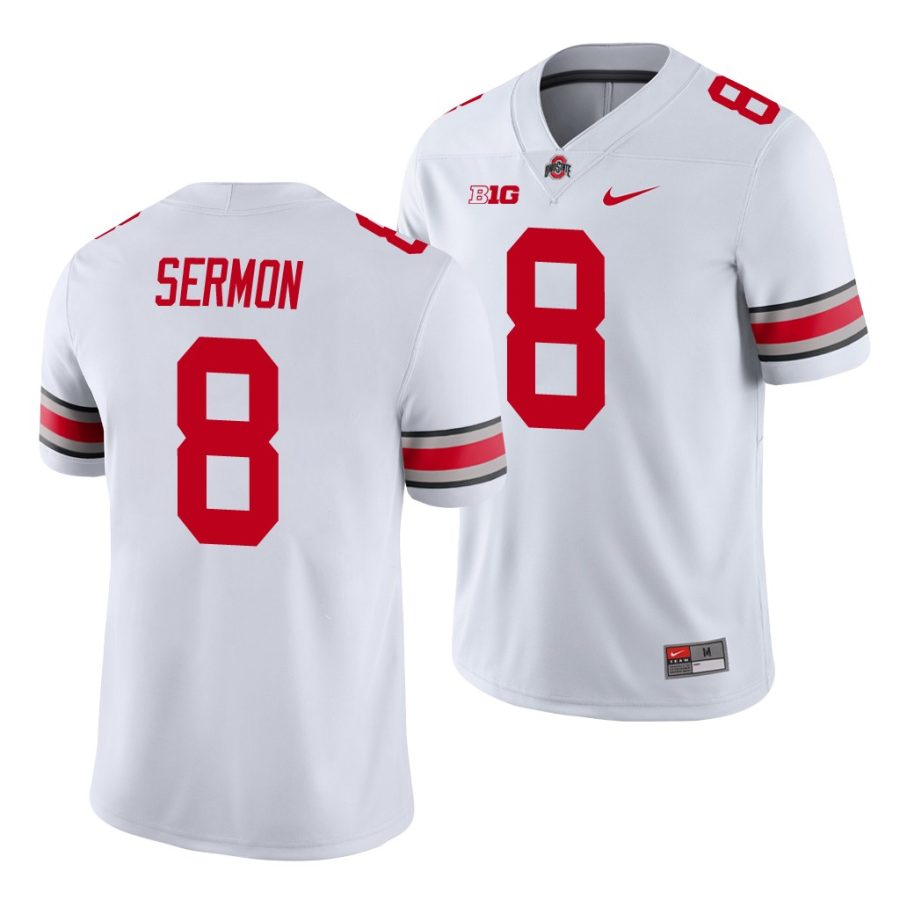 ohio state buckeyes trey sermon white game men's jersey