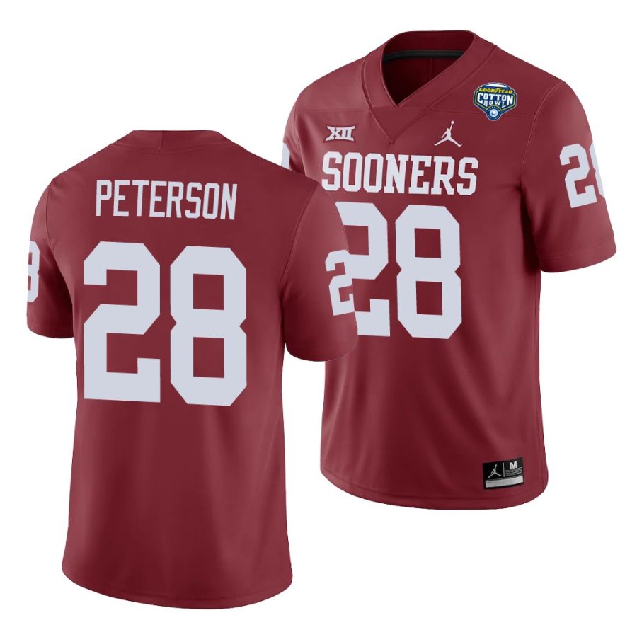 oklahoma sooners adrian peterson crimson 2020 cotton bowl men's jersey