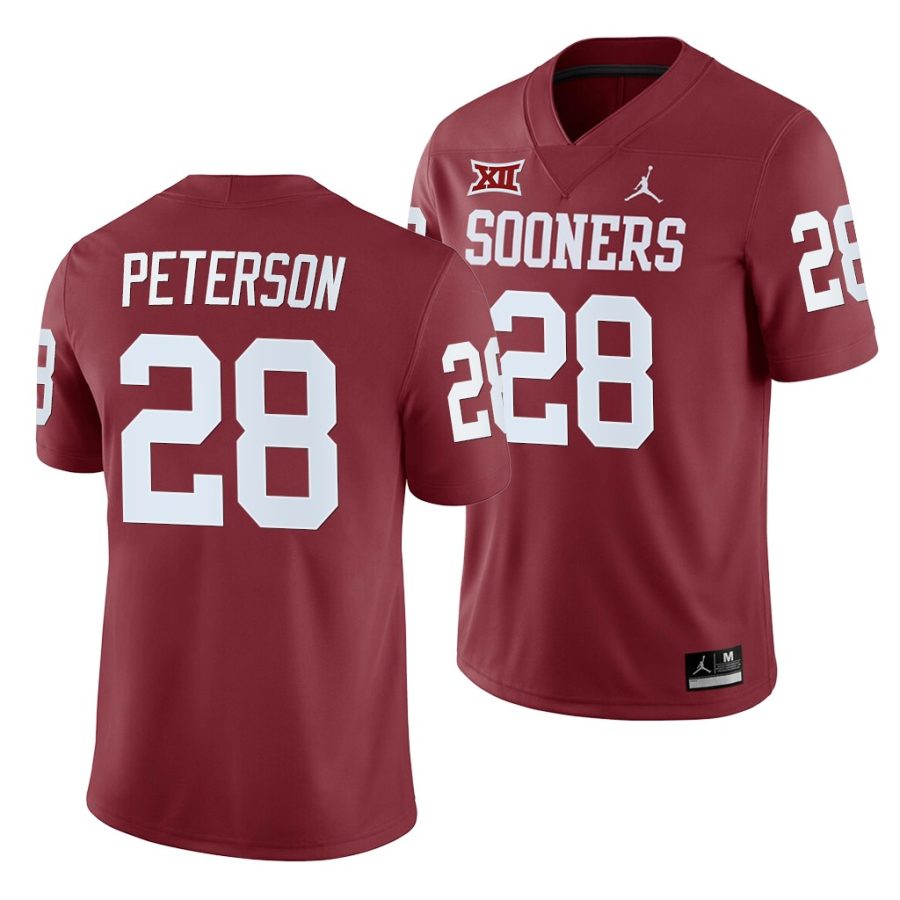 oklahoma sooners adrian peterson crimson college football men's jersey