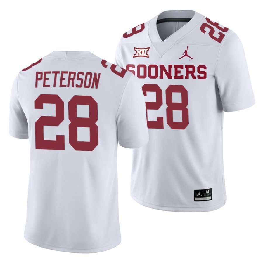 oklahoma sooners adrian peterson white college football men's jersey