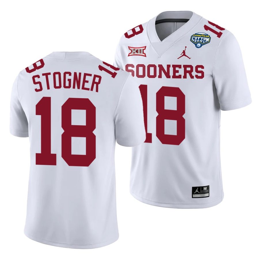 oklahoma sooners austin stogner white 2020 cotton bowl classic college football jersey