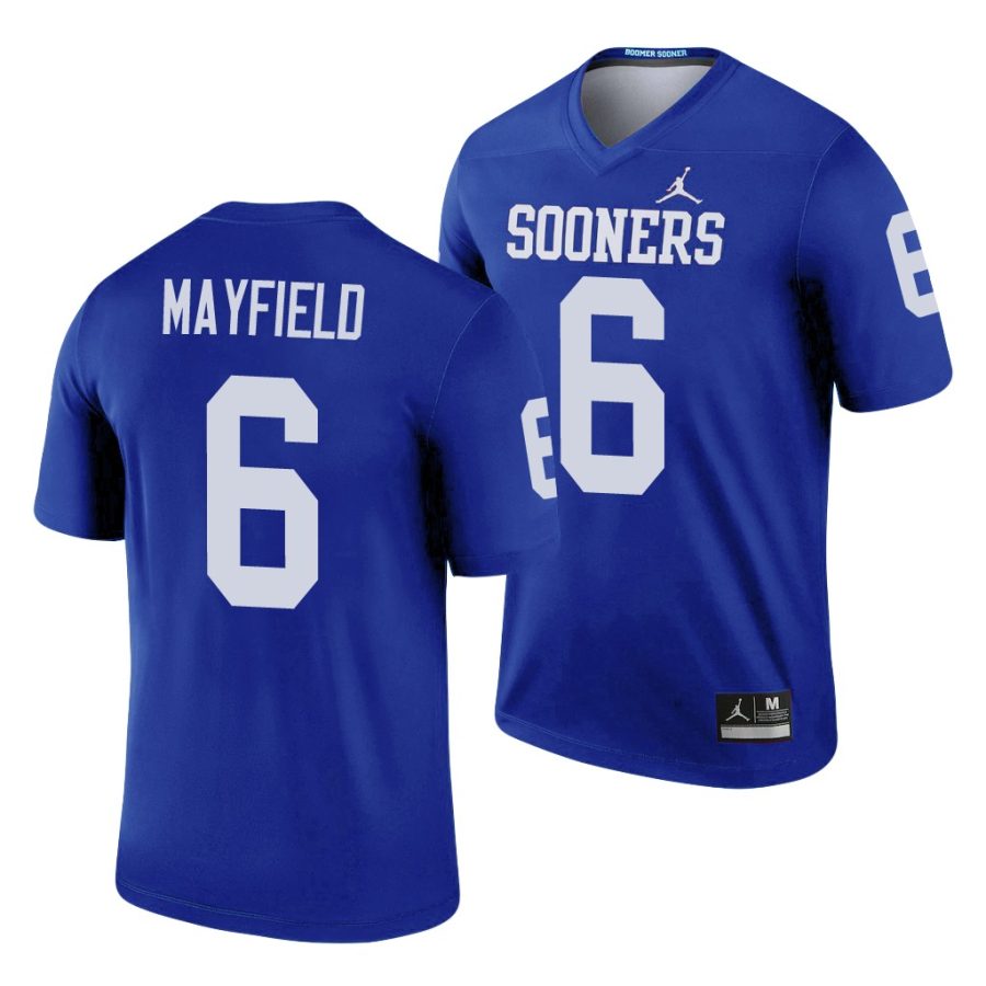 oklahoma sooners baker mayfield blue legend men's jersey