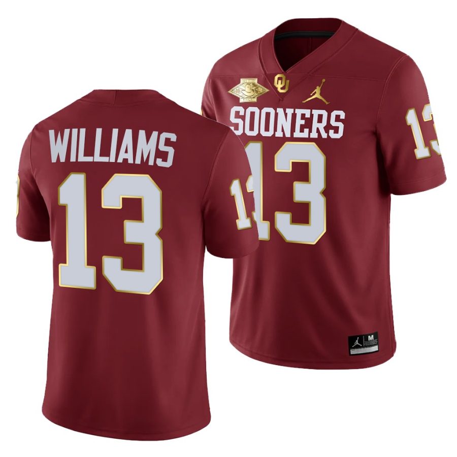 oklahoma sooners caleb williams crimson 2021 red river showdown men jersey