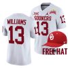 oklahoma sooners caleb williams white 2021 alamo bowl free hat jersey