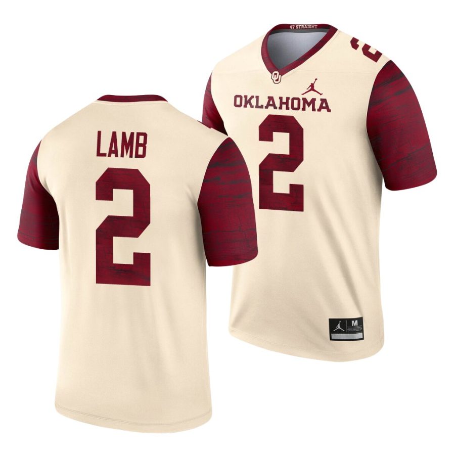 oklahoma sooners ceedee lamb cream legend men's jersey