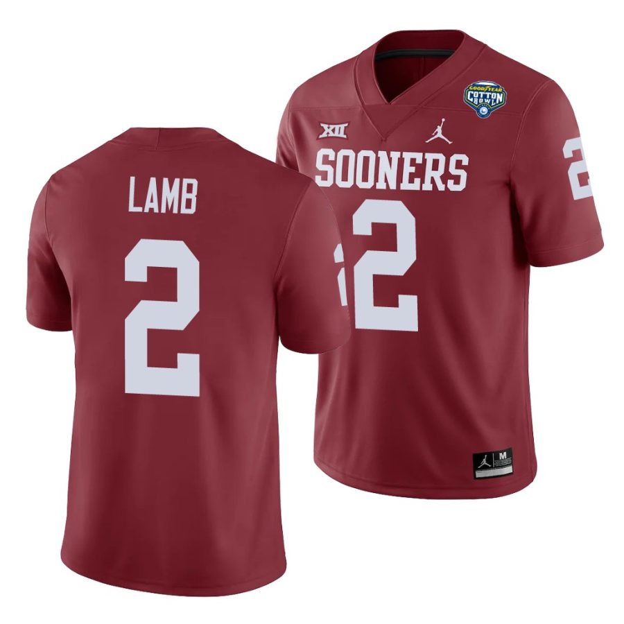 oklahoma sooners ceedee lamb crimson 2020 cotton bowl men's jersey