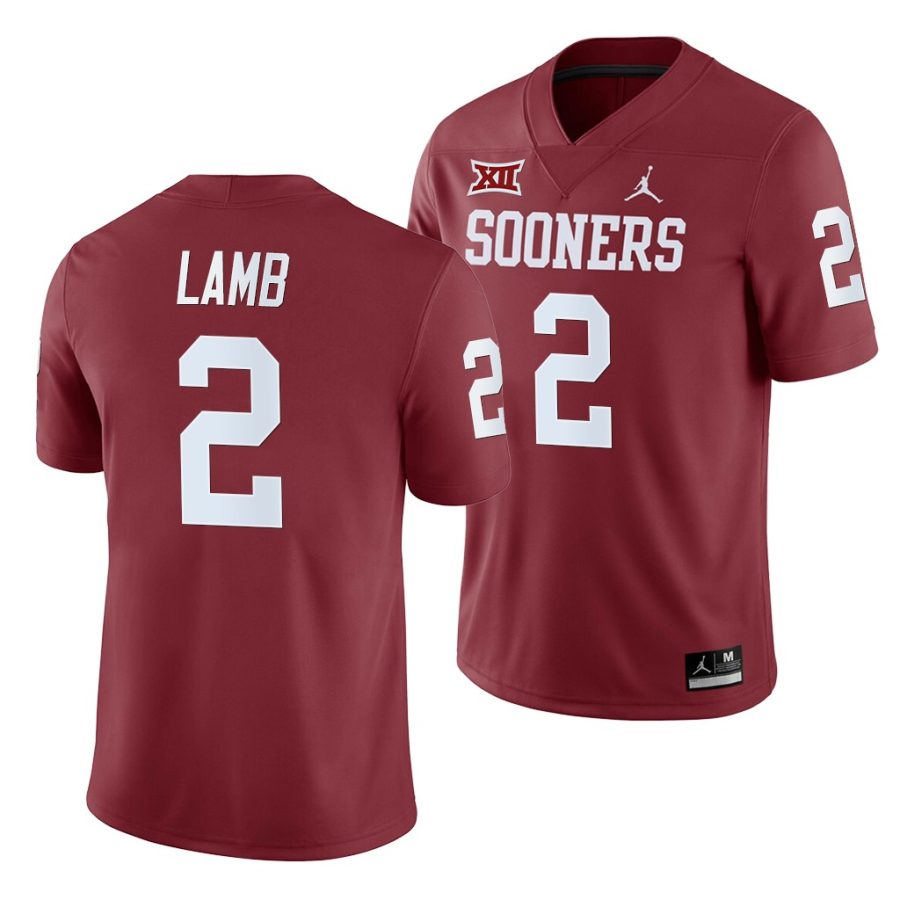 oklahoma sooners ceedee lamb crimson college football men's jersey