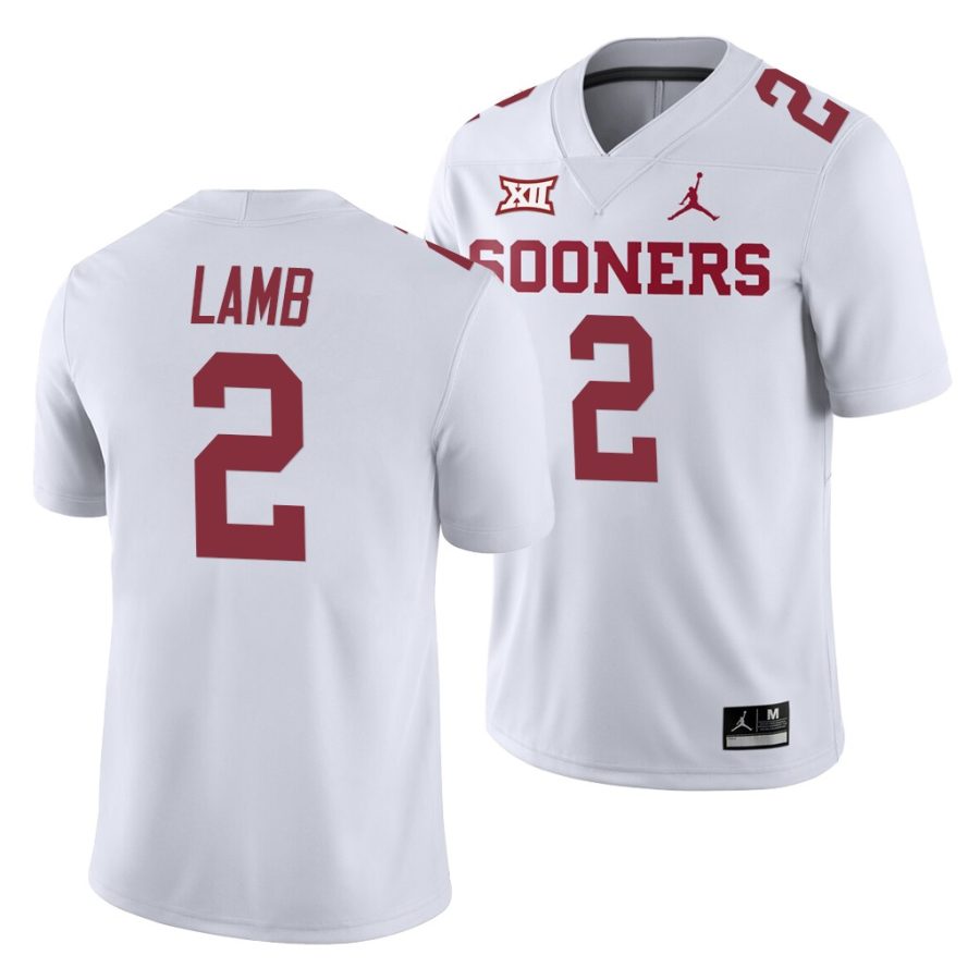 oklahoma sooners ceedee lamb white college football men's jersey