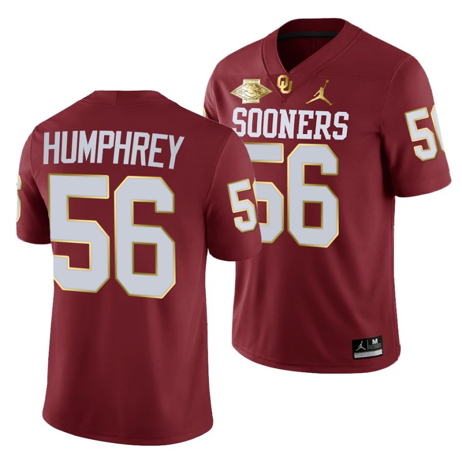 oklahoma sooners creed humphrey crimson 2021 red river showdown men jersey