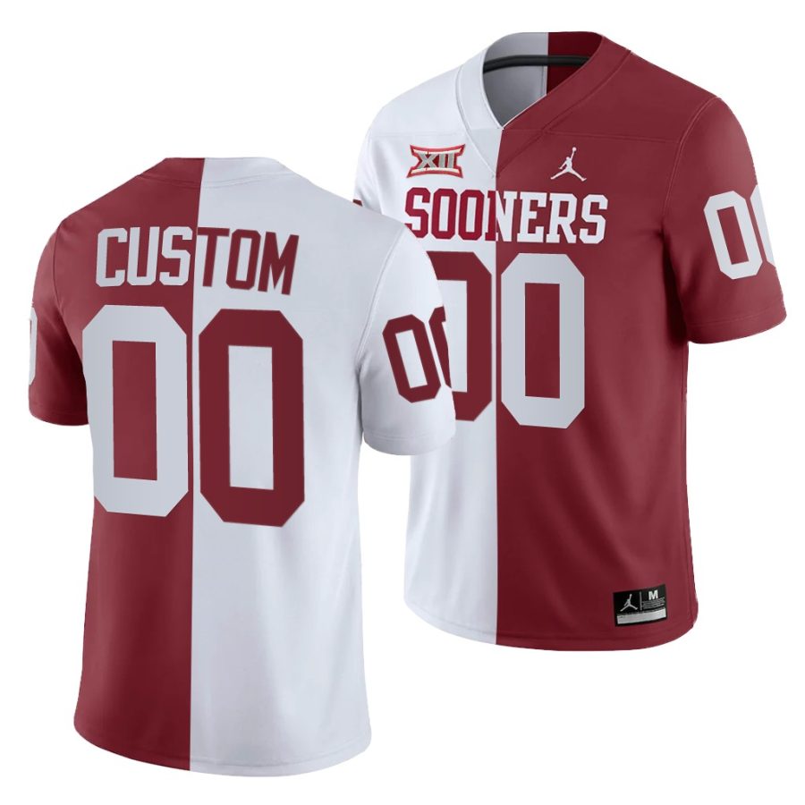 oklahoma sooners custom white crimson split men's jersey