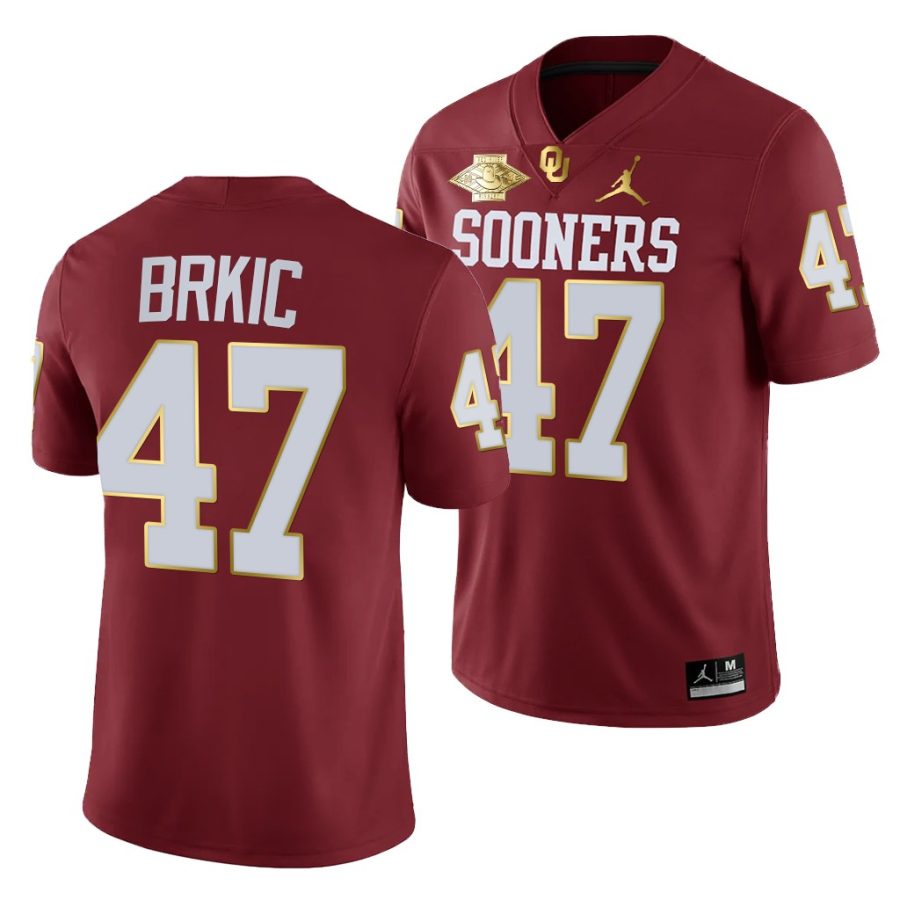 oklahoma sooners gabe brkic crimson 2021 red river showdown men jersey