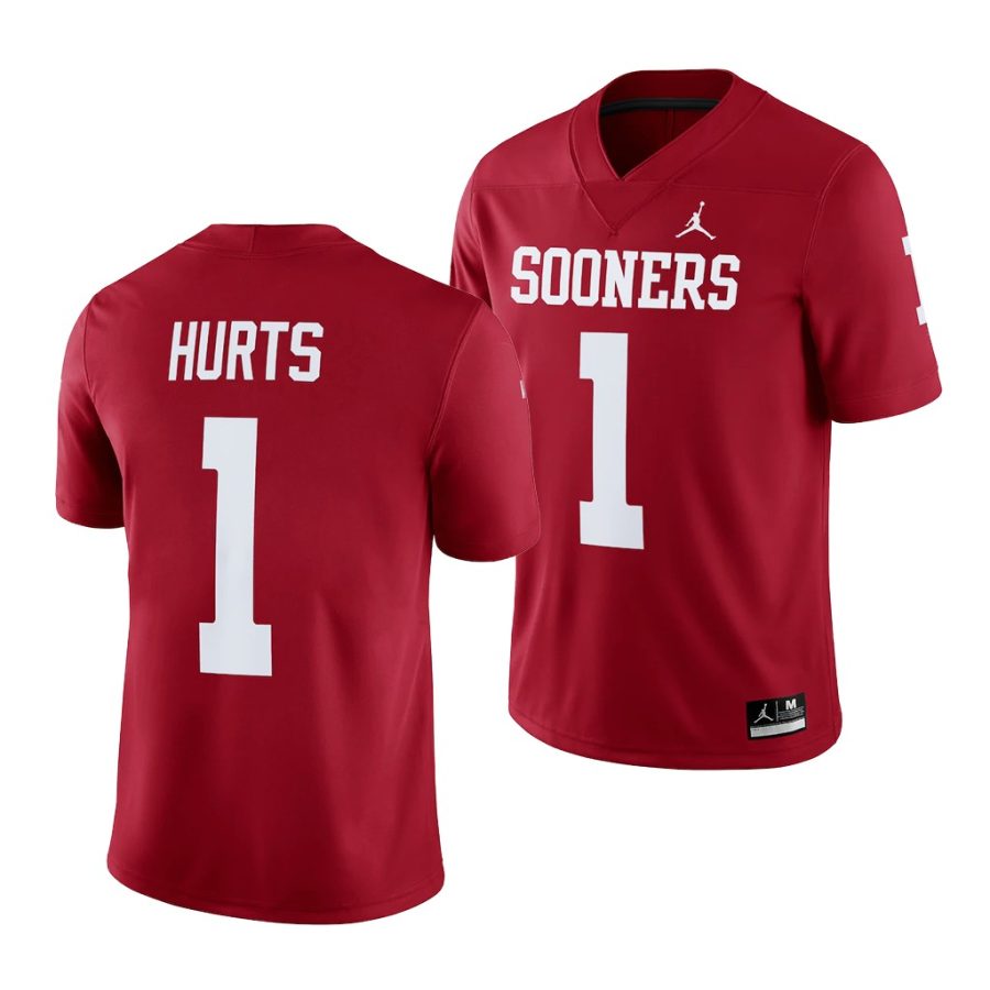 oklahoma sooners jalen hurts crimson college football men jersey