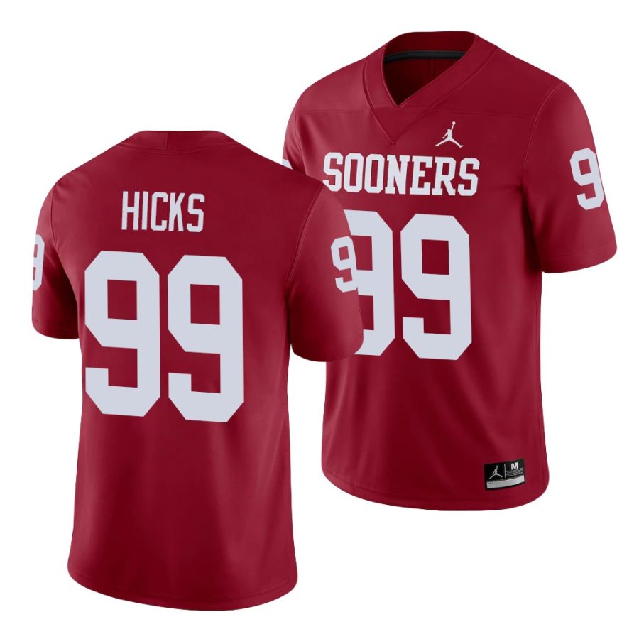 oklahoma sooners marcus hicks crimson alumni men's jersey