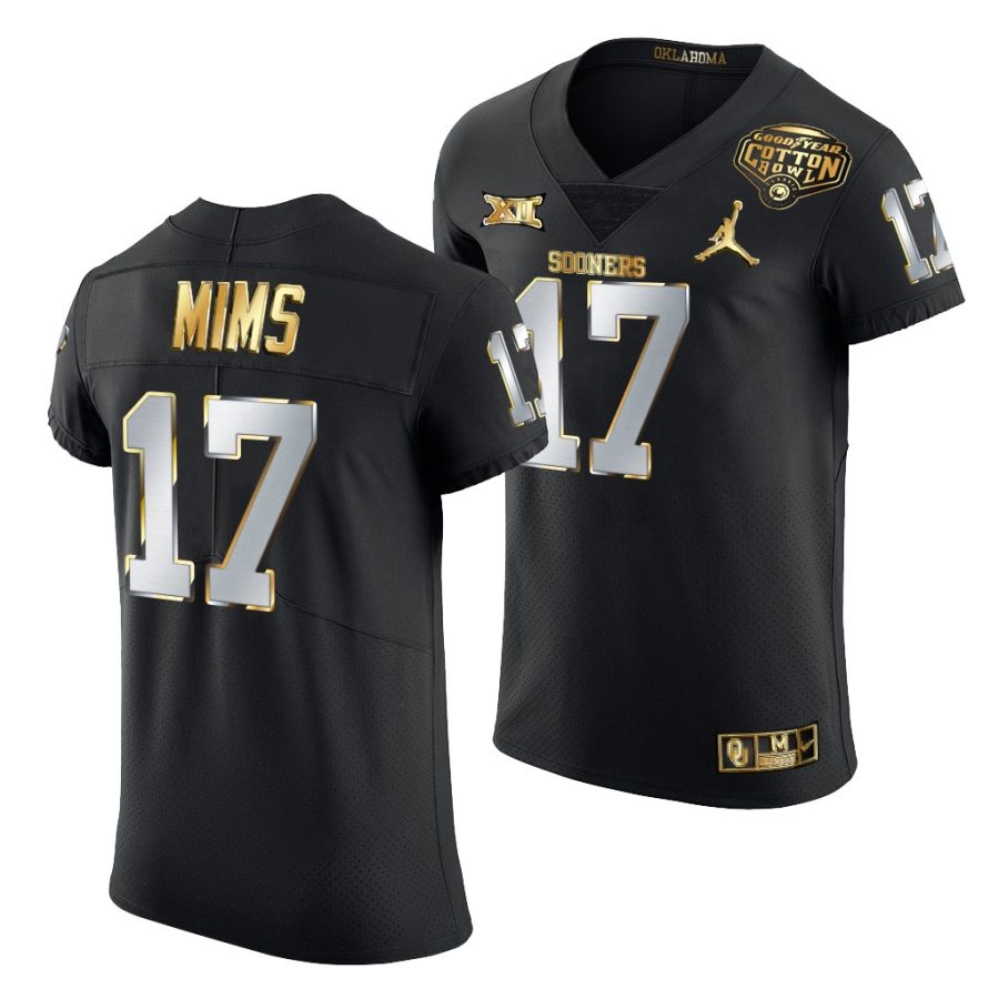 oklahoma sooners marvin mims black 2020 cotton bowl classic golden edition jersey