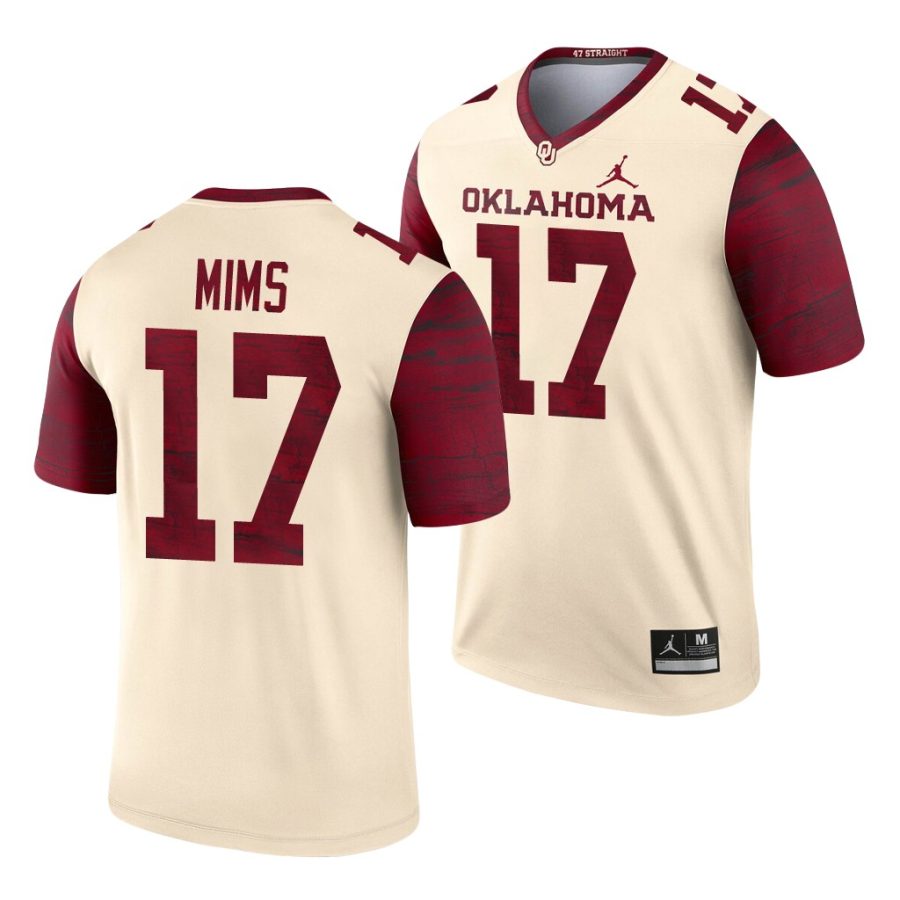 oklahoma sooners marvin mims cream legend men's jersey