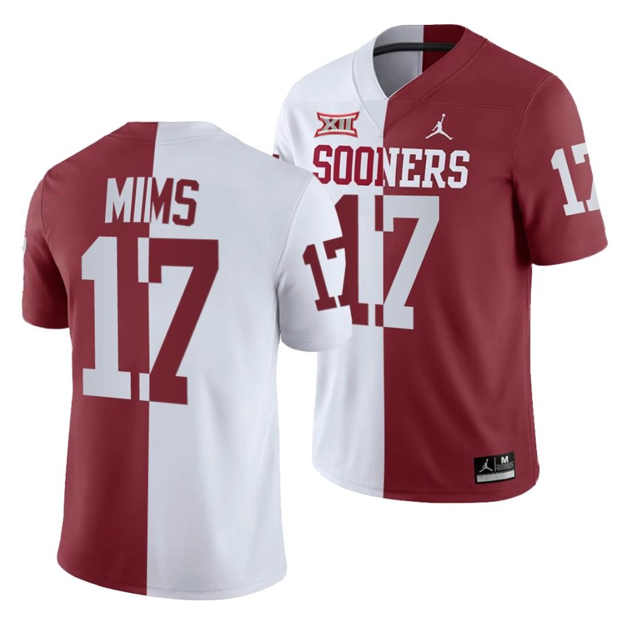 oklahoma sooners marvin mims white crimson split men's jersey