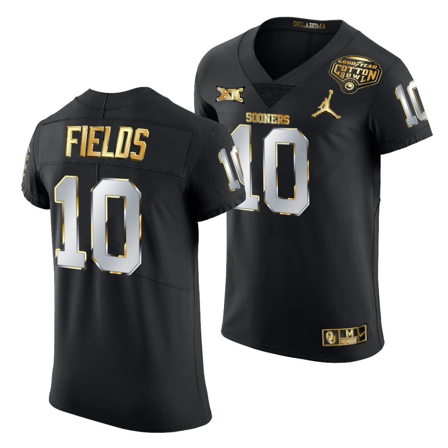 oklahoma sooners pat fields black 2020 cotton bowl classic golden edition jersey