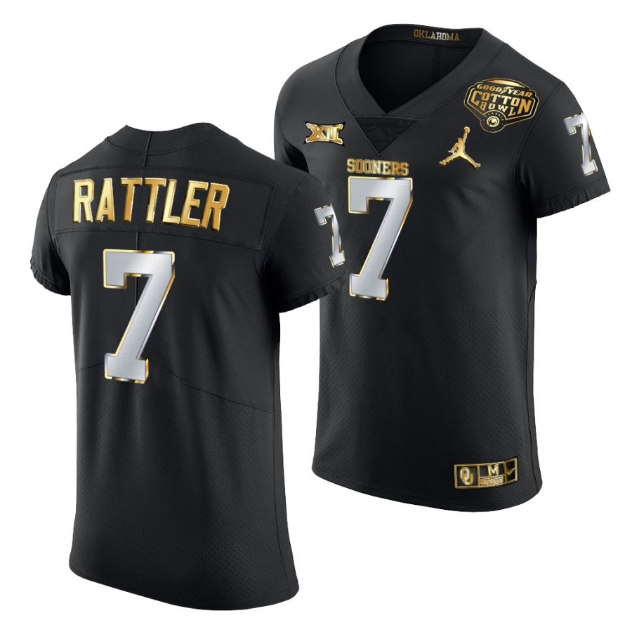 oklahoma sooners spencer rattler black 2020 cotton bowl classic golden edition jersey