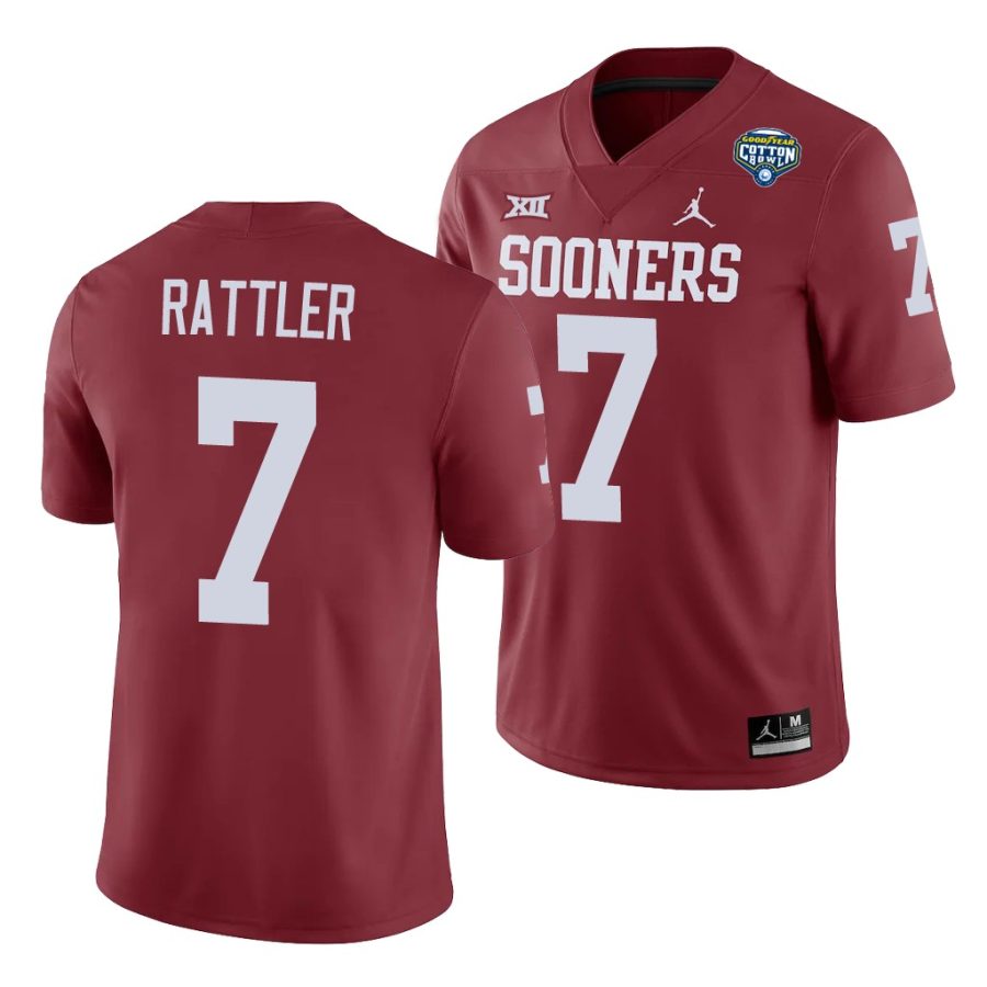 oklahoma sooners spencer rattler crimson 2020 cotton bowl men's jersey