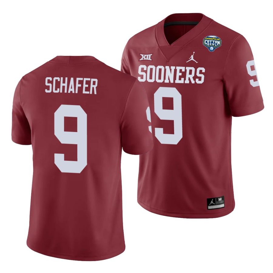 oklahoma sooners tanner schafer crimson 2020 cotton bowl men's jersey