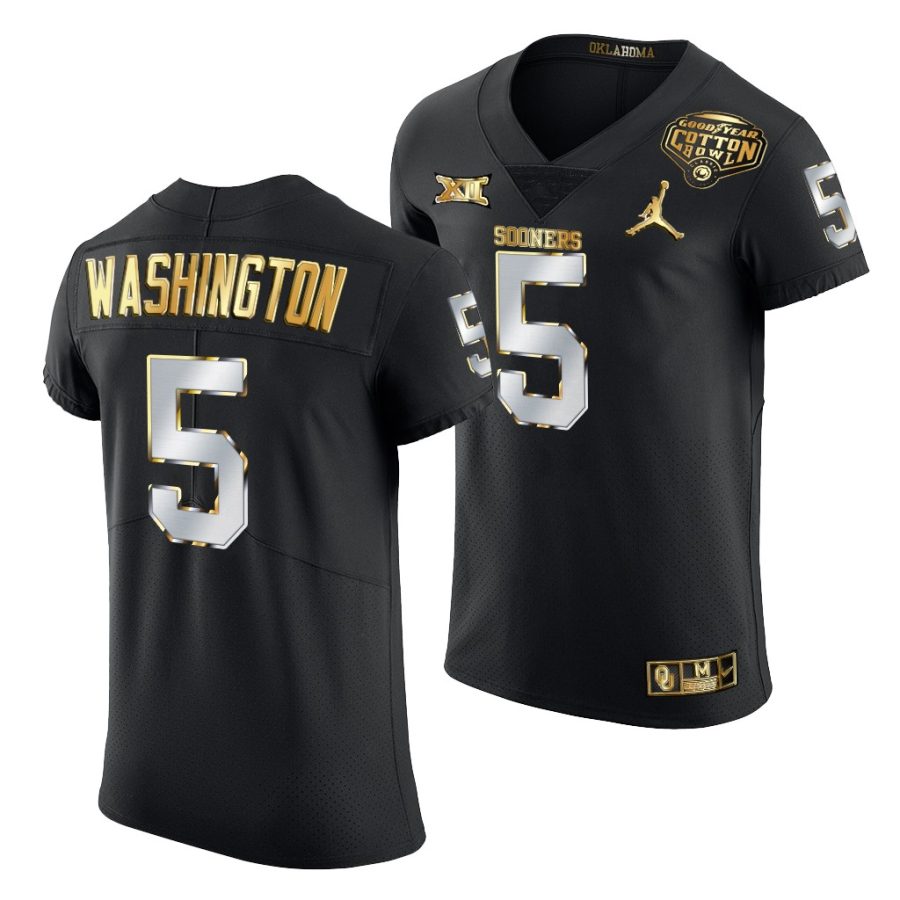 oklahoma sooners woodi washington black 2020 cotton bowl classic golden edition jersey