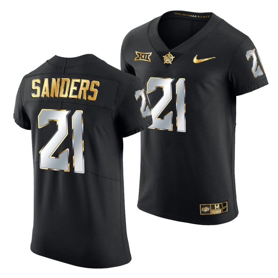 oklahoma state cowboys barry sanders golden edition alumni elite black jersey