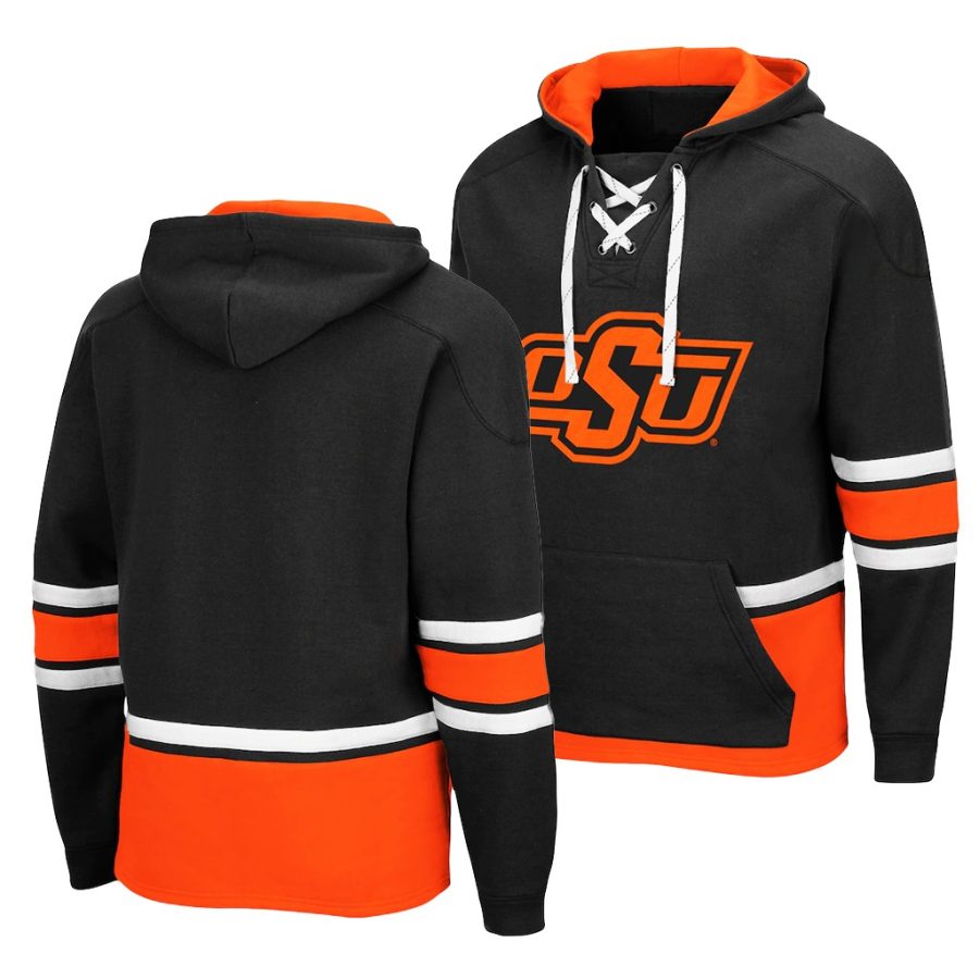 oklahoma state cowboys black college hockey 3.0 lace up pullover hoodie