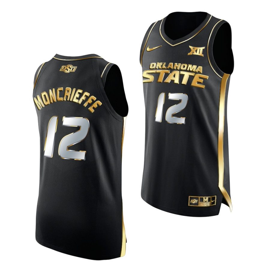 oklahoma state cowboys matthew alexander moncrieffe 2021 march madness golden authentic black jersey