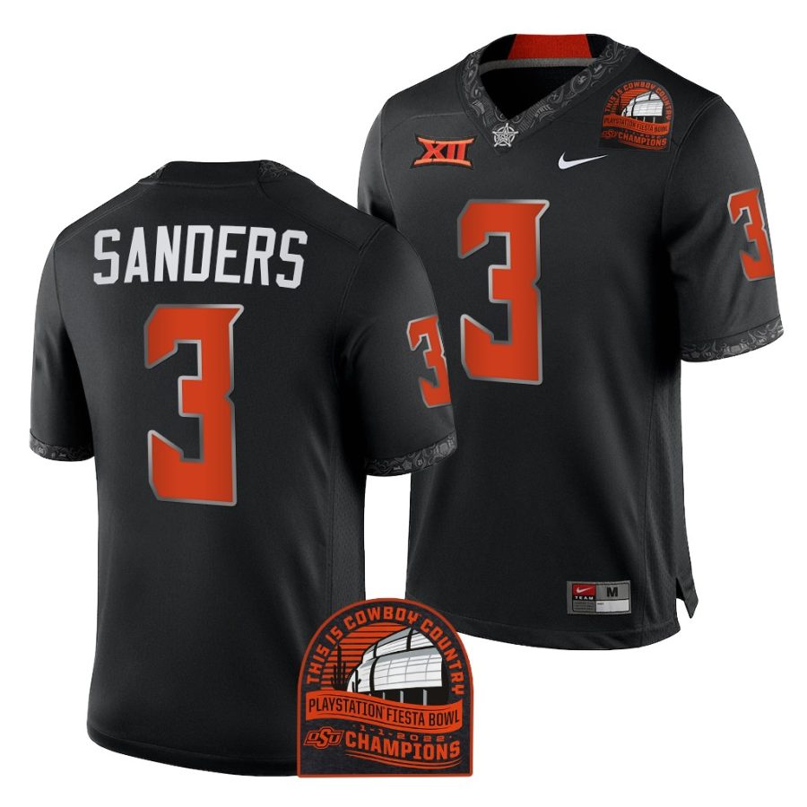 oklahoma state cowboys spencer sanders black 2022 fiesta bowl champions cfp jersey